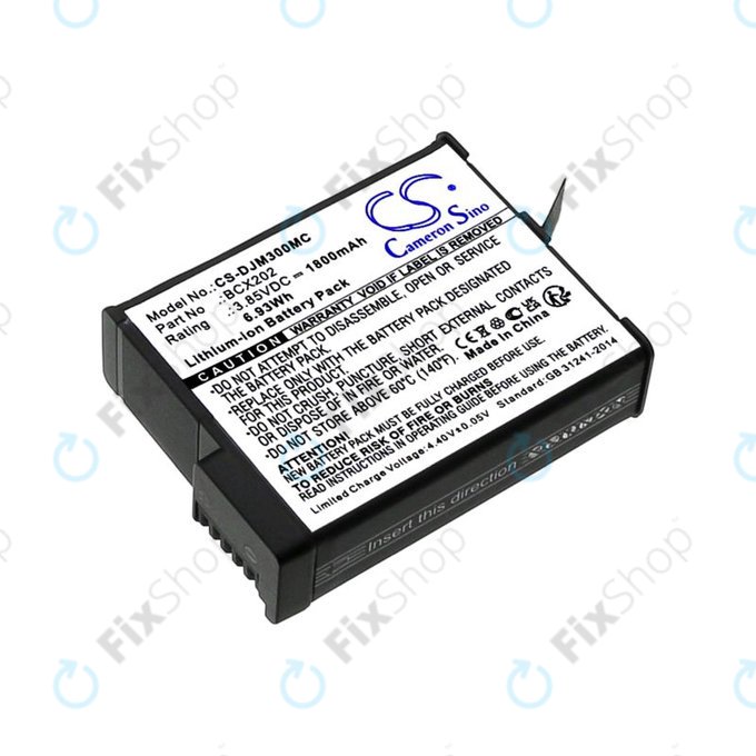 Batteria per DJI Osmo Action 3, Action 4, BCX202, Li-Ion, 1800mAh, 3.85V, HQ