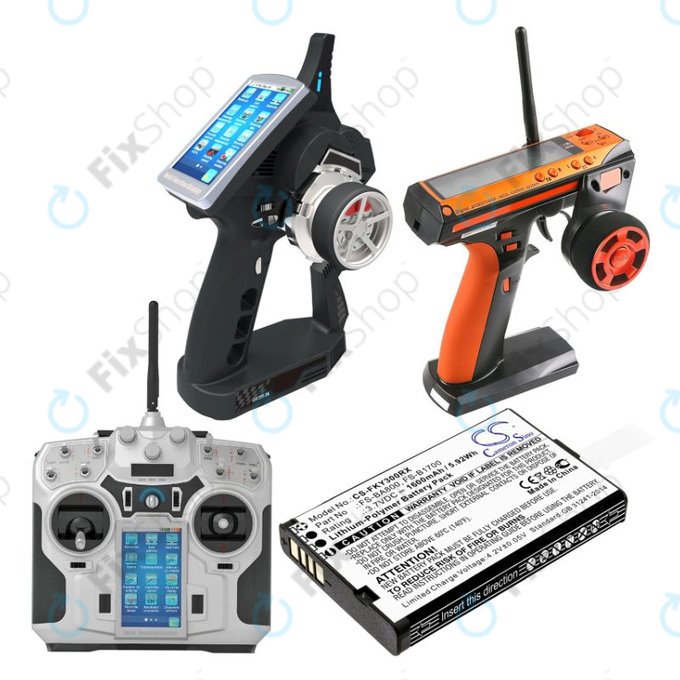 Batteria per Flysky FA605, FS-GT2B, FS-I10, FS-BA800, Li-Pol, 1600mAh, 3.7V, HQ