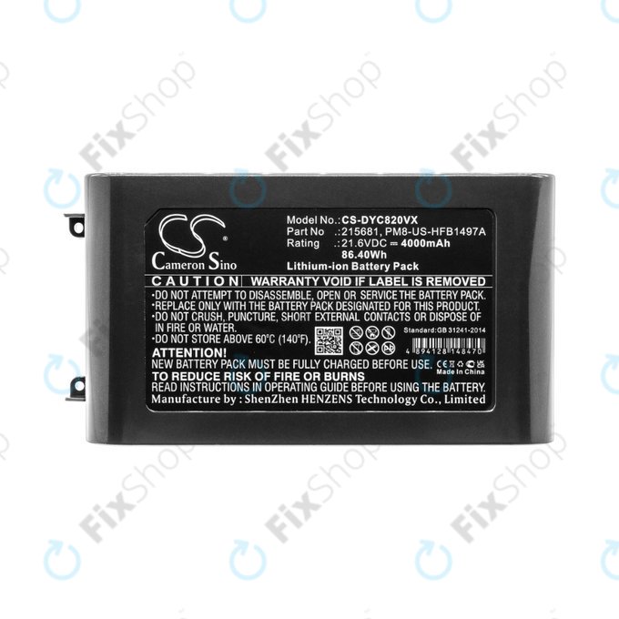 Batteria per Dyson V8, 215681, PM8-US-HFB1497A, Li-Ion, 4000mAh, 21.6V, HQ