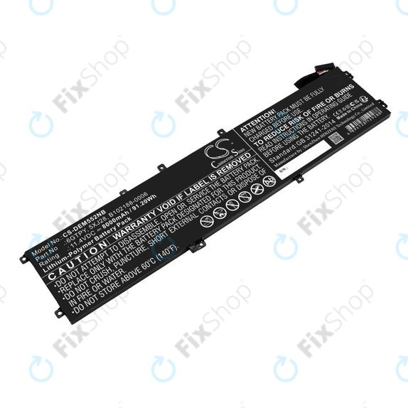 Batteria per Dell XPS 15, Dell Precision 9560, 9570, 6GTPY, Li-Pol, 8000mAh, 11.4V, HQ