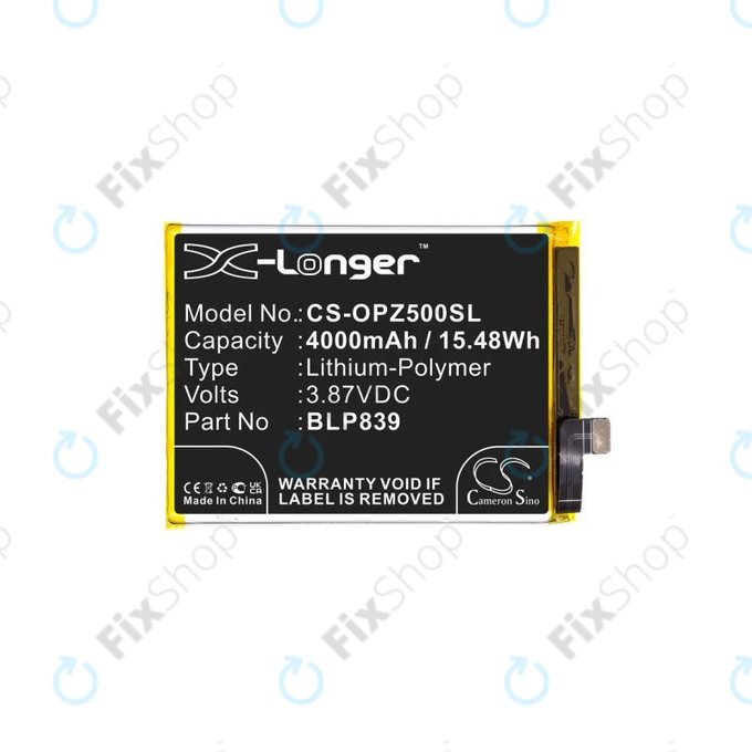 Batteria per Oppo Reno 5 Z 5G CPH2211, BLP839, 4000mAh, HQ