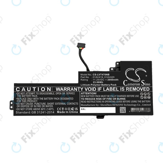 Batteria per Lenovo Thinkpad A285, T470, T480, 01AV419, Li-Pol, 2050mAh, 11.25V, HQ