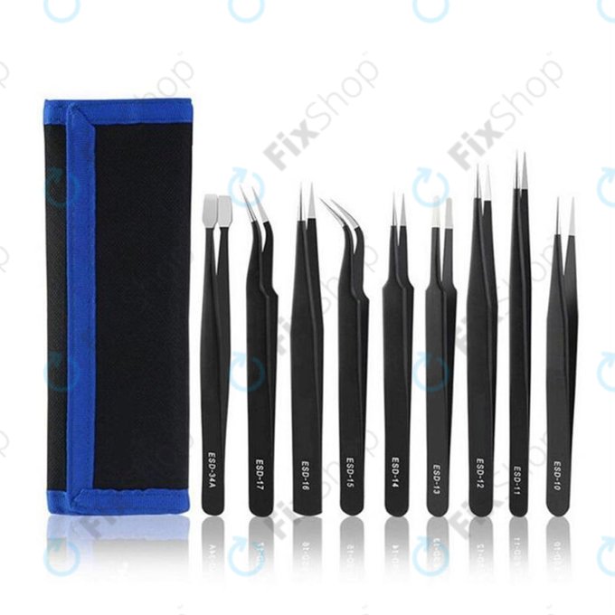 Set di pinzette antistatiche ESD in acciaio inox 9 in 1