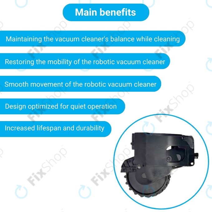 Ruota con motore (sinistra) per Xiaomi Dreame F9, Mi Robot Vacuum Mop (Mijia 1C), 2 Pro+ (Mijia 1T), Black