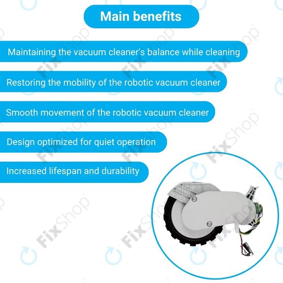 Ruota con motore (destra) per Xiaomi Robot Vacuum X20, S10, Dreame X30, X20, X10 Pro, White