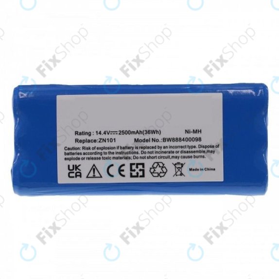 Batteria per Ecovacs Dibea ZN101, K6, L6, Dirt Devil, 0606004, Ni-MH, 2500mAh, 14.4V