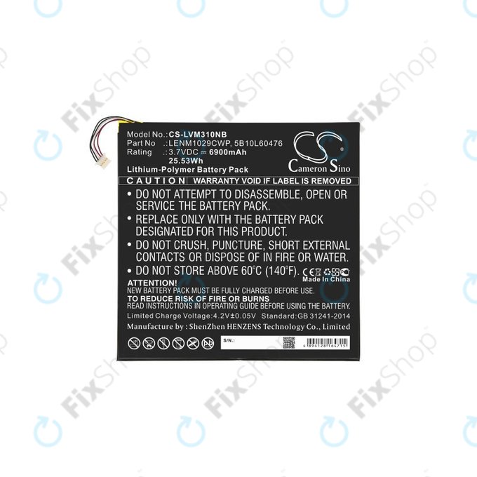 Batteria per Lenovo Miix 300, Miix 310, LENM1029CWP, Li-Pol, 6900mAh, 3.7V, HQ