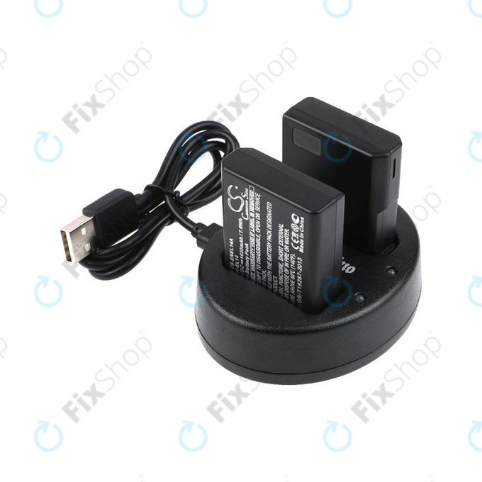 Batteria per Nikon Coolpix P7000, P7700, D3100, D3200, D5100, 1030mAh, Li-Ion, 7.4V, EN-EL14, 2pz con caricabatterie, HQ