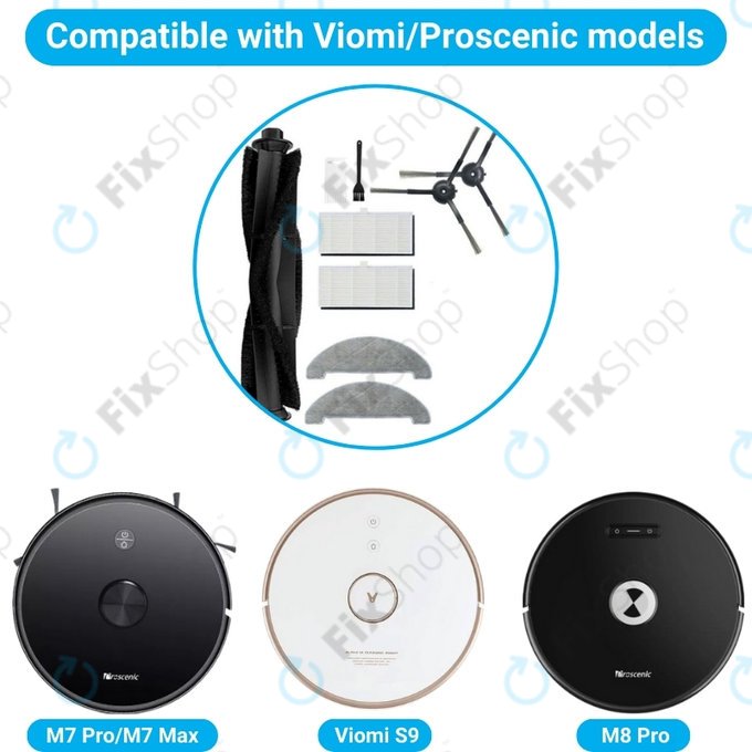 Set standard Black per Xiaomi Viomi S9, Proscenic M7 Pro, M7 Max, M8 Pro