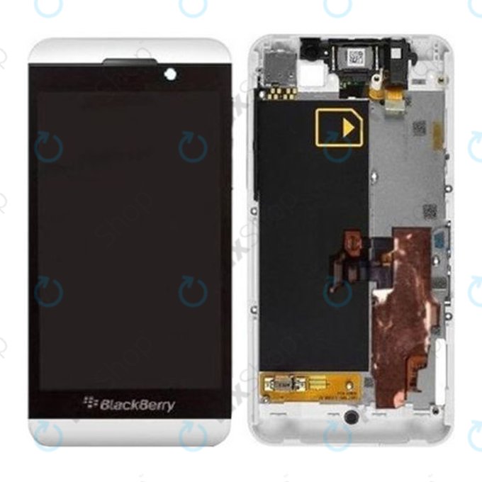 Schermo per Blackberry Z10, White, Vetro touch con cornice