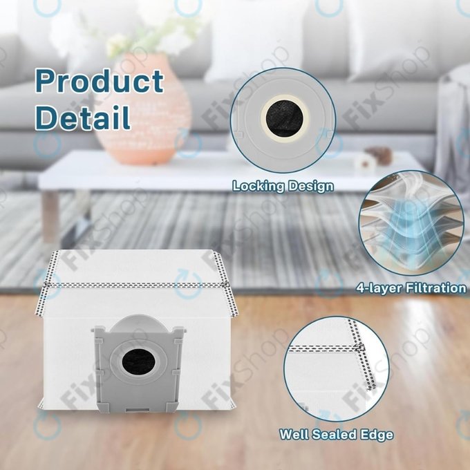 Sacchetto per aspirapolvere, 4 pz. per Ecovacs Deebot T30c, T50-series, T80-series, X8-series, X9 Pro-series