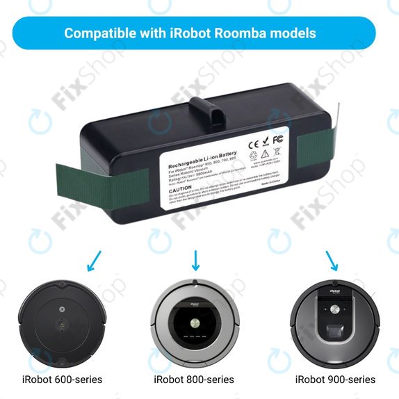 Batteria per iRobot Roomba 600, 800, 900-seriess, 4502233, 4374392, 2130LI, Li-Ion, 5800mAh, 14.8V