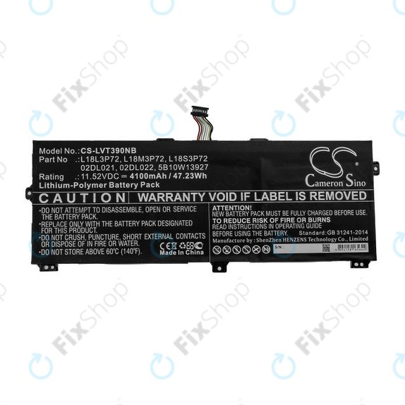 Batteria per Lenovo ThinkPad X390, Yoga X390, 02DL021, Li-Pol, 4100mAh, 11.52V, HQ