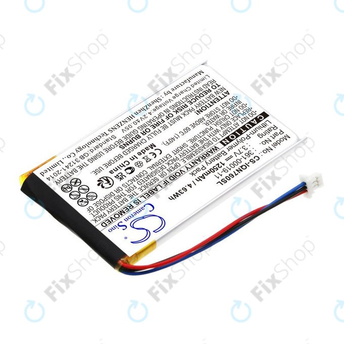 Batteria per Garmin Nüvi 700, 710, 760, 765, Nüvi 3590, 361-00019-11, Li-Pol, 1250mAh, 3.7V, HQ