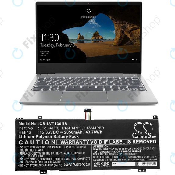 Batteria per Lenovo ThinkBook 13s, 14s, L18C4PF0, Li-Pol, 2850mAh, 15.36V, HQ