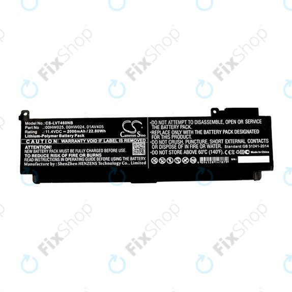 Batteria per Lenovo ThinkPad T460S, T470S, 00HW025, Li-Pol, 2000mAh, 11.4V, HQ