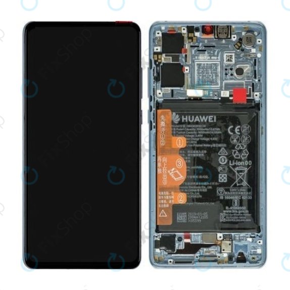 Schermo per Huawei P30, Vetro touch con cornice, batteria, Breathing Crystal, 02352NLP, 02354HMF, 02354KUB, Genuine Service Pack