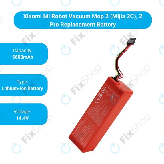 Batteria per Xiaomi Mi Robot Vacuum Mop 2 (Mijia 2C), 2 Pro, P1904-4S2P-MM, Li-Ion, 14.4V 6500mAh