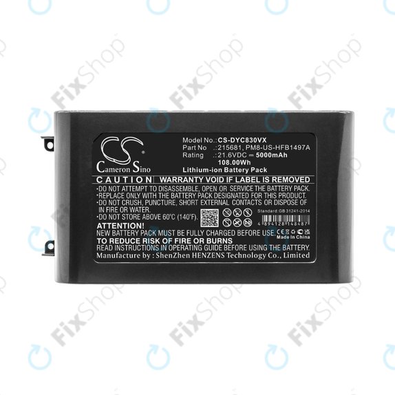 Batteria per Dyson V8, 215681, PM8-US-HFB1497A, Li-Ion, 5000mAh, 21.6V, HQ