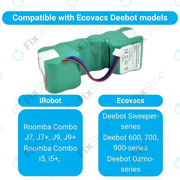 Batteria per Ecovacs Sweeper-seriess, Deebot Ozmo-seriess, DM88, Ni-MH, 3000mAh, 12.0V
