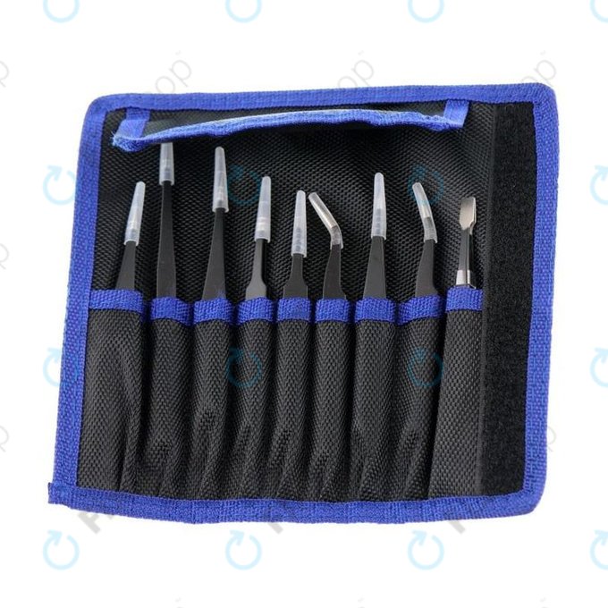Set di pinzette antistatiche ESD in acciaio inox 9 in 1