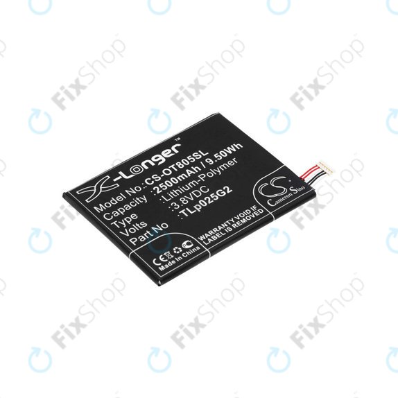 Batteria per Alcatel One Touch Pixi 8", TLp025G2, Li-Pol, 3.8V, 2500mAh, HQ
