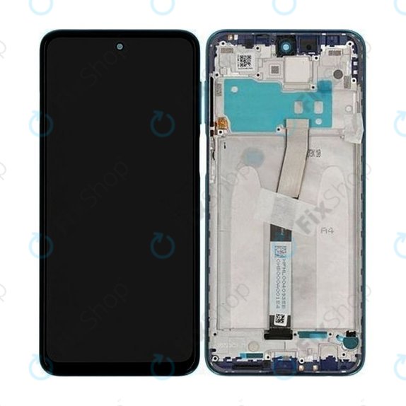 Schermo per Xiaomi Redmi Note 9 Pro, Aurora Blue, Vetro touch con cornice, 560005J6B200, Genuine Service Pack