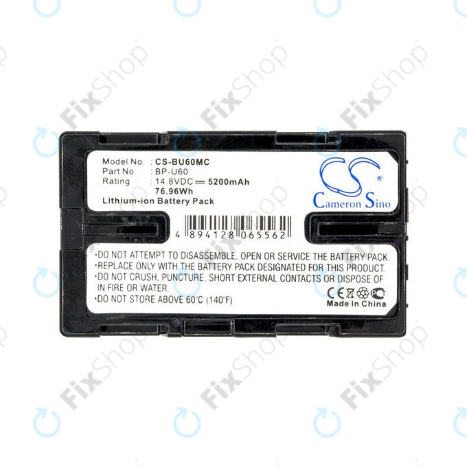 Batteria per Sony HD422, PMW-100, 200, PMV-Ex1, F3, BP-U60, Li-Ion, 5200mAh, 14.8V, HQ