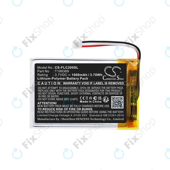 Batteria per FLIR C2, C3, T199369, Li-Pol, 1000mAh, 3.7V, HQ