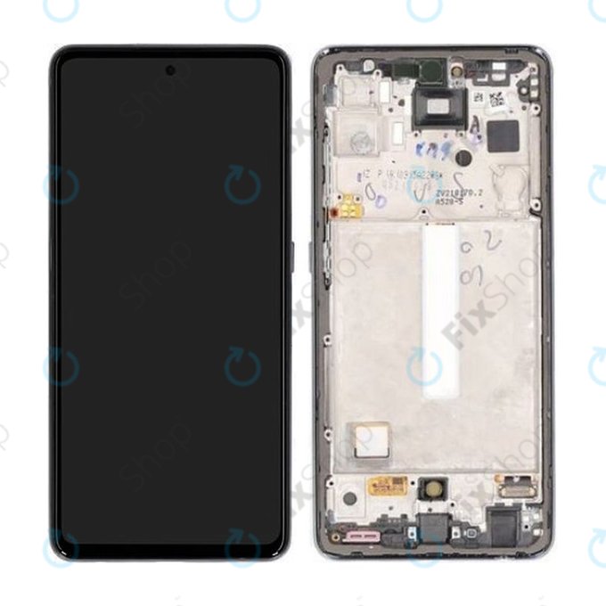 Schermo per Samsung A52s 5G A528B, Awesome Black, Vetro touch con cornice, GH82-26861A, GH82-26863A, GH82-26910A, GH82-26909A, Genuine Service Pack
