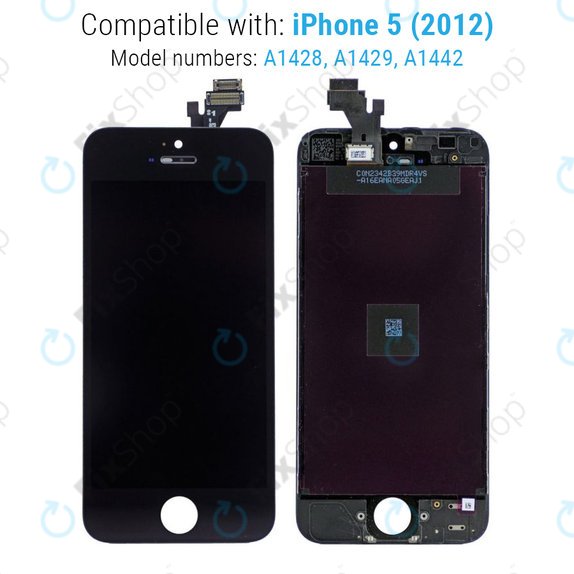Schermo per iPhone 5, Black, Vetro touch con cornice