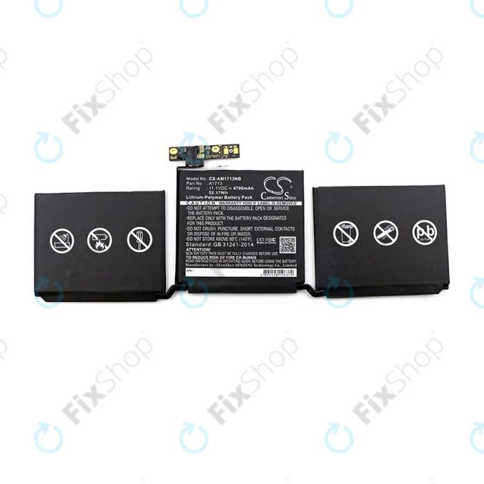 Batteria A1713 per MacBook Pro 13" A1708 (Late 2016 - Mid 2017), 4700mAh, HQ