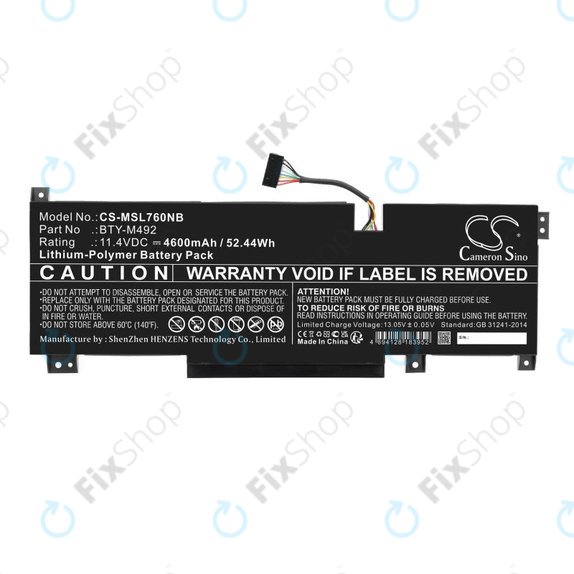 Batteria per MSI Pulse GL76, Katana GF66, Bravo 15, Crosshair 17, BTY-M492, Li-Pol, 4600mAh, 11.4V, HQ