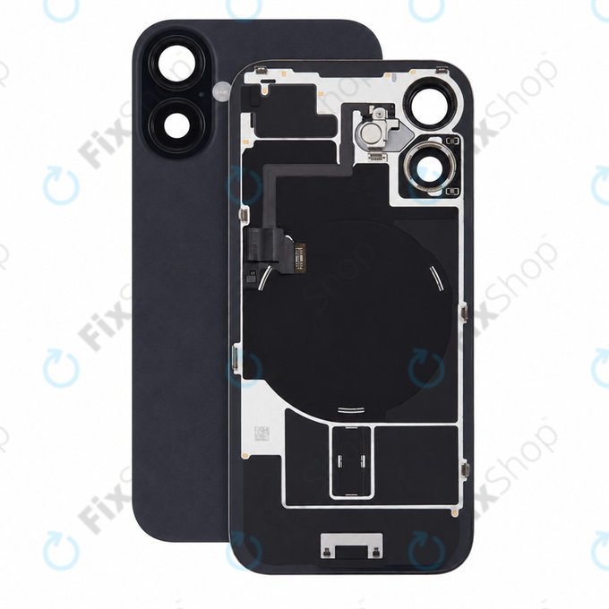 Vetro scocca posteriore per iPhone 16, Black, Pulled A