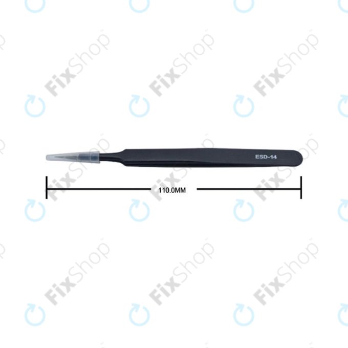 Pinzetta metallica antistatica con punta dritta appuntita 110 mm, Vetus ESD-14