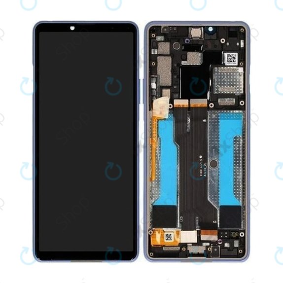 Schermo per Sony Xperia 10 III, Blue, Vetro touch con cornice, A5034094A, Genuine Service Pack
