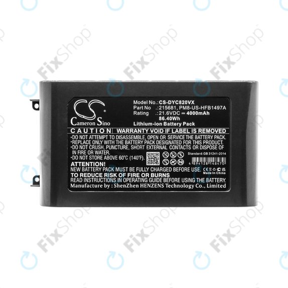 Batteria per Dyson V8, 215681, PM8-US-HFB1497A, Li-Ion, 4000mAh, 21.6V, HQ