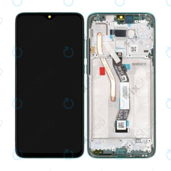 Schermo per Xiaomi Redmi Note 8 Pro, Vetro touch con cornice, Forest Green, 56000400G700, 56000C00G700, Genuine Service Pack