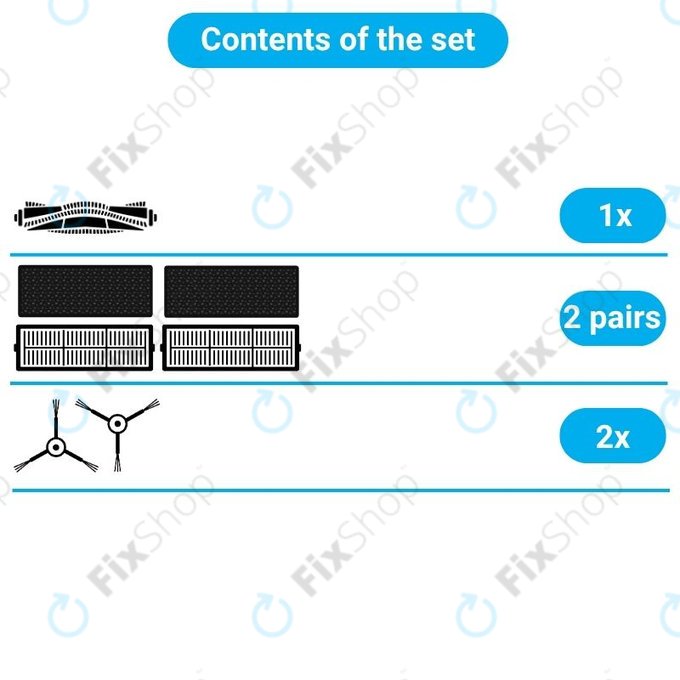 Set di ricambio per Xiaomi Viomi S9, Proscenic M7 Pro, M7 Max, M8 Pro (1x Spazzola principale, 2x Filtri, 2x Spazzole laterali)
