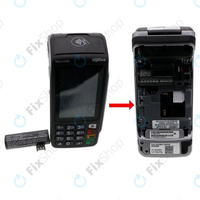 Batteria per Ingenico Move 5000, F26402376, Li-Ion, 3000mAh, 3.7V, HQ