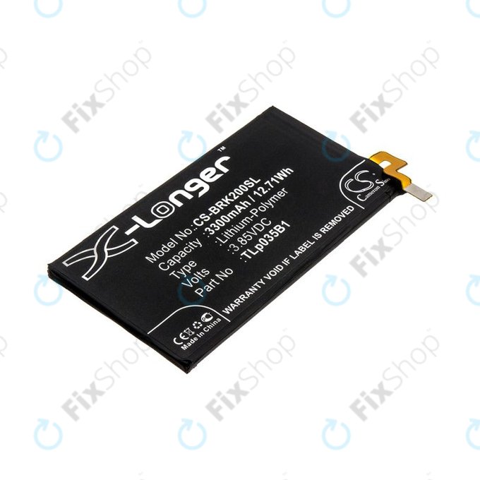 Batteria per Blackberry BBF 100, TLp035B1, Li-Pol, 3.85V, 3300mAh, HQ