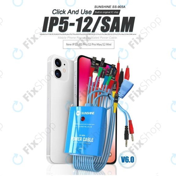 Set di cavi di alimentazione per iPhone 5S fino a 12 Pro Max e Samsung, Sunshine SS-905A