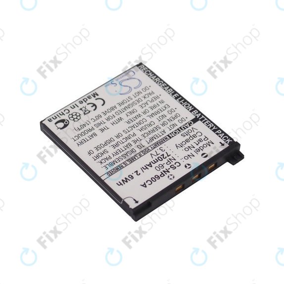 Batteria per Casio Exilim Zoom EX-Z19, EX-Z85, EX-Z9, NP-60, Li-Ion, 720mAh, 3.7V, HQ