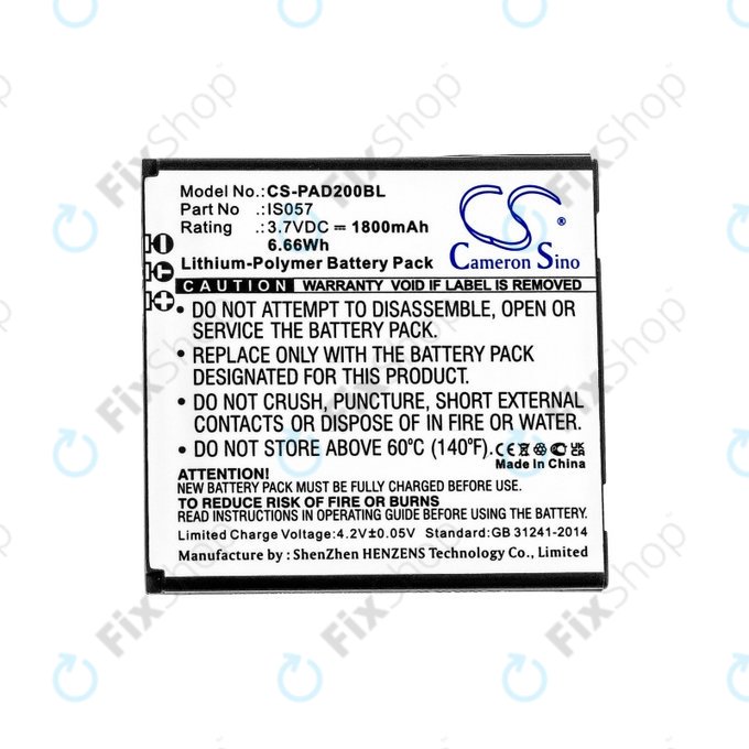 Batteria per Pax myPOS D200, D200T, IS275, D200, IS057, Li-Pol, 1800mAh, 3.7V, HQ