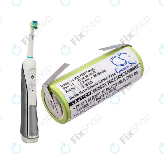 Batteria per Oral-B Triumph 4000, 3761, Ni-MH, 2000mAh, 1.2V, HQ