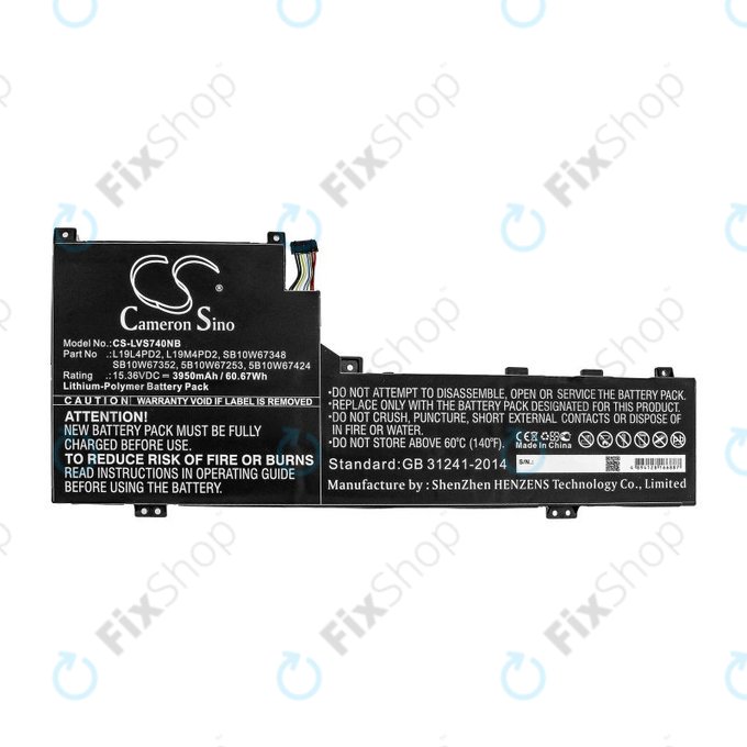 Batteria per Lenovo Yoga S740 14, IdeaPad S740-14IIL, L19L4PD2, Li-Pol, 3950mAh, 15.36V, HQ