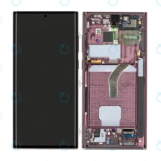Schermo per Samsung S22 Ultra S908B, Burgundy, Vetro touch con cornice, GH82-27488B, GH82-27489B, Genuine Service Pack