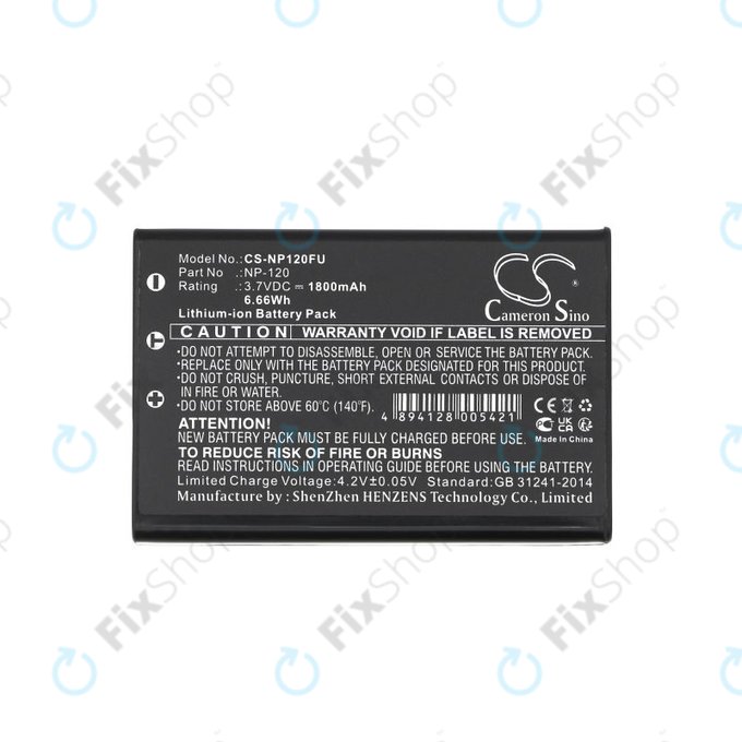 Batteria per Toshiba Camileo H30, FujiFilm NP-120, PX1657, Li-Ion, 1800mAh, 3.7V, HQ
