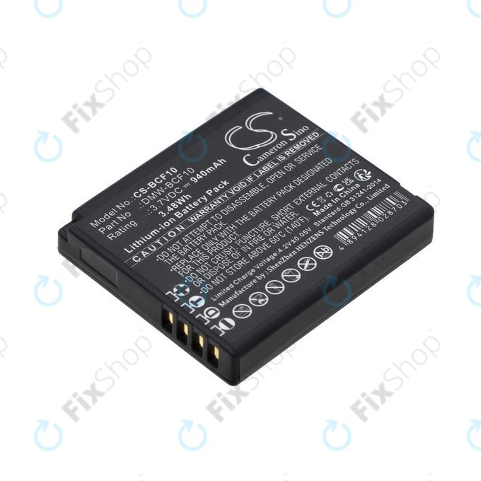 Batteria per Panasonic Lumix DMW-BCF10, DMW-BCF10, Li-Ion, 940mAh, 3.7V, HQ