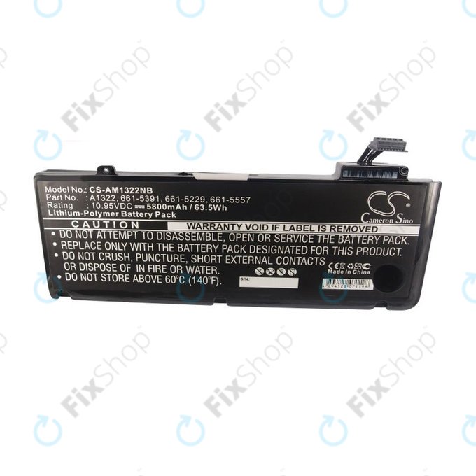 Batteria A1322 per MacBook Pro 13" A1278 (Mid 2009 - Mid 2012), 5800mAh, HQ